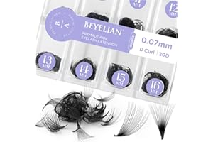 BEYELIAN Extension Ciglia, 0.07mm 500 Fans 20D C/D Curl Ciglia Finte Ciuffetti, Premade Fans Eyelash Extensions, Professionali Naturale Ciglia Finte