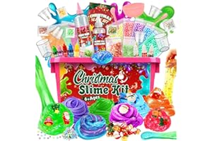 YOOHBERRYS Slime per Bambini, Crea Kit Slime Fluffy, Un Set per Creare Slime a Tema Natale con 6 Colori, 3 Profumazioni e Decorazioni a Tema Natale, DIY Regalo per Bambini di 6+ Anni