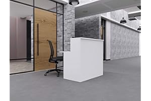AIGENTLICH EIGENTLICH Empfangstheke modular moderne Rezeptionstheke Empfangstresen Hotellobby Empfangsbereich Bürotheke Praxistheke mit großer Arbeitsfläche Farbe weiß 120x75x110,5cm