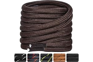 SUBAUM 2 Paires Lacets Chaussures Ronds pour Bottes,Lacets Chaussures de Randonnée/Sécurité/Marche Renforcés et Résistants pour Homme Femme