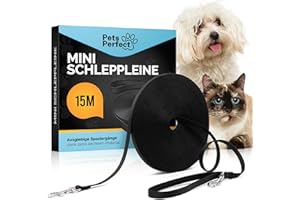 Pets Perfect Schleppleine 15m - Ultraleichte Schleppleine für kleine Hunde und Katzen - Katzenleine - Perfekte Laufleine für Hunde, Katzen und Welpen