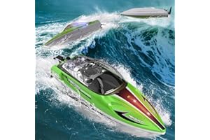 PENGBU RC Zdalnie sterowana łódź od 6 do 8 lat, 1:16 RC Boot zdalnie sterowana 28 km/h, Speedboot z pilotem zdalnego sterowania, dla dzieci od 6 do 8 lat, zabawka basenowa z 2 akumulatorami, podwójna