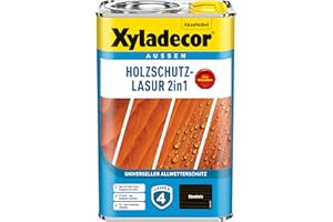 Xyladecor Holzschutz-Lasur 2in1, Universeller Allwetter-Schutz – Der Klassiker, Ebenholz, 4 l