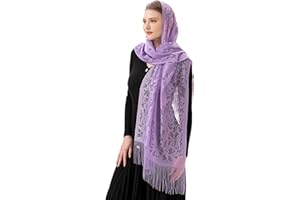 PAMOR Kapelle Schleier Schal Mantilla Schleier Rechteckig Wrap Schal Masse Kopfbedeckung mit Fransen Trim