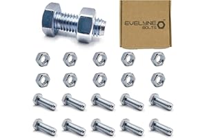 EVELYNE M8 Nuts & Bolt 10 Pack (M8 x 20mm Bolts & M8 Nuts) Hex Bolt/Setscrew Fully Threaded