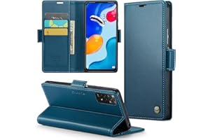 Rerzoiro Handyhülle für Xiaomi Redmi Note 11/ Note 11S Hülle, Premium PU Lederhülle Klappbar Flip Case[RFID Blocker] Tasche Magnet Kartenfach Klapphülle Schutzhülle für Redmi Note 11/ Note 11S, Blau