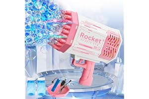 VIGODAY Bubble Guns for Kids, Bubble Machine Outdoor Indoor With Colorful Lighting, 69 Holes Bubble Maker Bath Toy for Kids, Smart Wedding Bubbles Gun with Rich Bubbles for Party, Spring Outing (Pink)