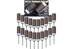 FOTYBEI 20 Piezas 180 Granos Tambores de Lijado para Dremel, Mangas de Lijado con vástago de 1/8" para Pulido y lijado de Metal
