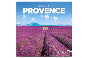 NOTIQUE Kalendarz ścienny 2026, kalendarz prowansalski, broszurowy z miesięcznym kalendarzem, kalendarz broszurowy, kalendarz zapachowy 30 x 30 cm (30 x 60 cm, otwarty)