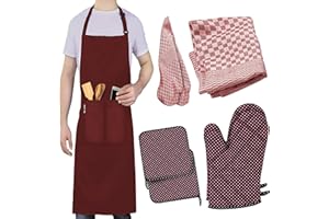 LEFUNDA® Kochschürze Wasserdicht Schürze mit 3 Taschen Verstellbare Grillschürze mit langen Bändern Küchenschürze für Männer Damen Küche Restaurant Café