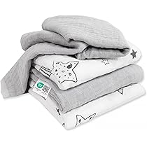 Salviette Di Mussola Per Neonato 30x30 Cm - 100% Cotone, Con Asola, Set Da 9 Pezzi Bianco E Rosa - Foto 14