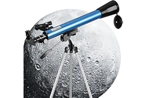 COWIEWIE Télescope Enfant Astronomie Débutant - Kit Téléscope Astronomique 50mm avec Chercheur à Point Rouge, Trépied Rétractable, Adaptateur Téléphonique, pour Observer la Lune/Etoiles, Cadeau 8-12 Ans
