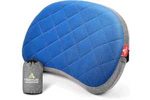 HIKENTURE Coussin de camping gonflable avec housse amovible, coussin de voyage gonflable, léger, ergonomique, pour les voyages, pour le camping, les activités en plein air, bleu