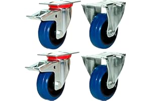 priostahl tr Kit de 17 Roulettes – Lot de 4 – Transport Bleu 80 mm | 2 x Roulette Avec Frein/2 x Roulette fixe pour établi | | Meubles rôle | Appareil rouleaux