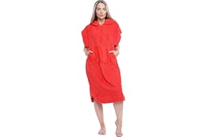 kraftd Unisex Adults Hooded Towel Poncho 100% Cotton Towel Robe With Pocket Men Women Towelling Changing Robe Ideal for Holidays Swimming Surfing Beach Bathing Travel (1 Piece)