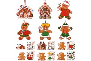 MELLIEX Kreatywny zestaw do robótek dla dzieci, 18 sztuk domek i piernikowy człowiek z naklejkami, DIY dekoracje świąteczne, prezenty świąteczne na zajęcia zimowe