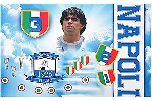 LIGUORO SHOP Bandiera Napoli Grande Cm 300x150 Bandierone Tre Metri Campioni D'Italia Festa 3° Scudetto Calcio Diego D10S
