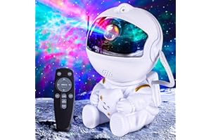 TOCVEOE Astronaute Projecteur Galaxie Projecteur Ciel Etoile Veilleuse Astronaute Galaxy Enfantavec 8 Modes Nébuleuse 2 Étoile Télécommande Rotation à 360° Vitesse Luminosité Réglable Chambre Plafond