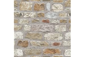 Arthouse | Country Stone Brick Effect Wallpaper | Rustic Stone Design in Natural Hues | Photographic Realistic Look for Feature Walls | Paste The Paper Application | 1005 x 53cm