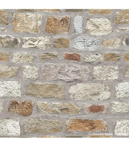 3D Textured Wallpaper Roll - Beige Grey Granite Stone Slate Effect, Modern Sandstone Brick Look