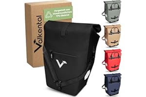 Valkental - 2in1 Fahrradtasche aus klimafreundlichem TPU - 100% Wasserdicht - Viele praktische Fächer - 23-28L Flexibles Volu