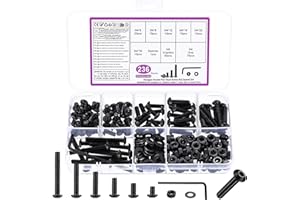 BATENGKEJI 236 Pcs Tornillos M4, Juego de Tornillos con Tuercas y Arandelas, Tornillos de Cabeza Redonda con Cabeza Hueca Hexagonal, Tornillería Tornillos Hexagonales y Tuercas y Arandelas(M4)