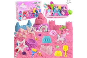 MYDOVA Unicorno Principessa Tema Sensory Bin, Play Sand Kit per ragazze con 1,1 kg di sabbia arcobaleno, Ice Cream & Castle Models, Building Tools, giocattoli educativi per bambini dai 3 agli 8 anni