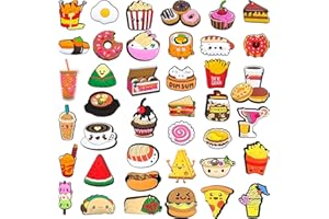 Sxutop 40 Piezas Adornos para Zapatos Niños Decoración para Zapatos de Tema Comida PVC Encantos de Zapatos Dibujos Animados Pins para Crocs Forma Diferente para Regalo de Cumpleaños Fiesta