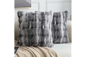 MADIZZ Set med 2 tjocka kuddfodral i plysch ull Mjukt dekorativt kuddfodral för soffa sovrum Kuddskal 65 x 65 cm Mörkgrått
