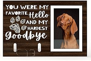 INNOBETA Dog Memorial Gifts Pet Remembrance Memorial Gifts-4" x 6" Dog Picture Frame with Pet Collar Holder and Woven Paw Prints, Sympathy Gift For Loss Of Dog- Goodbye