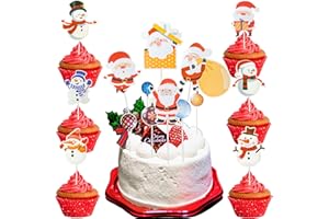BOOSHMall Decorazione per torte natalizie, Natale cupcake toppers, 45 pezzi Topper Torte e Muffin di Natale, per Decorazioni per le Torte di Natale Prodotti per feste di Natale