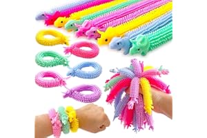 LATERN 40 Pezzi Fidget Elastici, 20CM Giocattoli Sensoriali a Forma di Dinosauro Noodles Calmanti Stretchy Strings per Bambini Adulti Contro Ansia Irrequietezza Bambini Giorno Compleanno Bomboniere