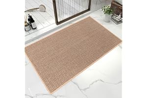 SUNSHINE SMILE 50 x 80 Linen Jute Braided Natural Dirt-Repellent Non-Slip Washable Bath Mat for Bathroom and Kitchen, Hallway Rug