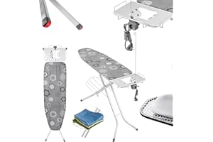 KADAX Składana deska do prasowania, 120 x 38 cm, deska do prasowania z antypoślizgowymi nóżkami, deska do prasowania z regulacją wysokości z półką na żelazko (szara)