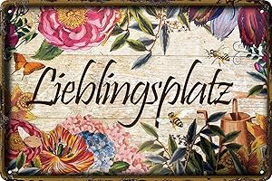 LUCKYLINDE - Wetterfestes Blechschild, Gartenschild – Lieblingsplatz – lustiger Spruch, 20 x 30 cm