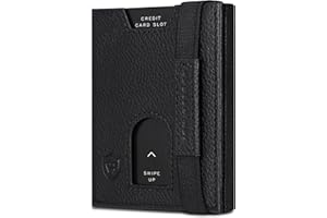 VON HEESEN Slim Wallet mit Münzfach & RFID-Schutz - Leder Geldbeutel - Mini Geldbörse für Herren und Damen - Kartenetui Echtleder Karten Portemonnaie klein - Kreditkartenetui Schwarz