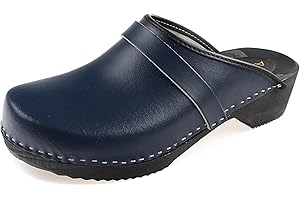 APREGGIO Men's Leather Clogs Wooden Clog for Mens Slippers Handmade Clog Shoes for Men Slippers Soft Comfortable Firm Sole