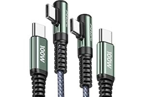 AINOPE 100W USB C na USB C Kabel [2 sztuki] PD 3.0 Kabel do szybkiego ładowania trwały nylon do iPhone 16 Pro Max 15 14 13/Samsung Galaxy S24 S23 S22/iPad Pro Air mini Macbook Redmi, szary, 2M+2M