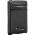 Travelambo Front Pocket Minimalist Leather Slim Wallet RFID Blocking Medium Size(Vipor Black)