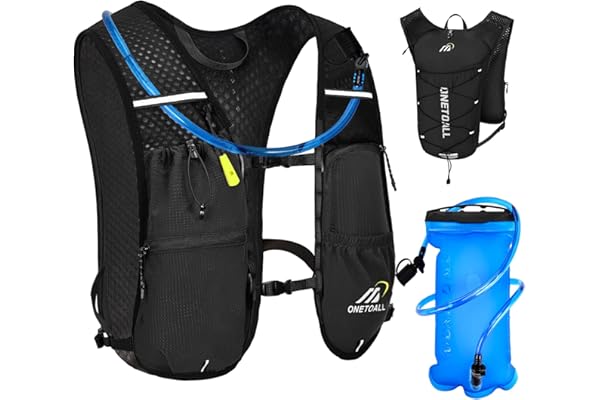 ONETOALL Gilet Hydratation Running Femme avec Flasque Running de 500 ML/Poche à Eau de 2L, Sac Hydratation Running Homme Léger 6L, Gilet Trail pour Jogging Vélo Marathon Moto, 150 g