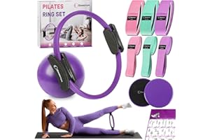 Goocrun Pilates Ring Set Exercice Equipment avec Bandes d'exercice Bands de résistance Set, Pilates Ball, Sliding Disks - Workout Equipment Home Gym Comprend Un Guide de Fitness Complet