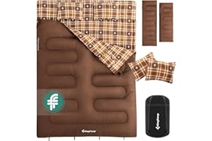 ‎KINGCAMP KingCamp Podwójny śpiwór zimowy dla 2 osób, ciepły śpiwór do użytku na zewnątrz, przenośny, lekki, 3-4 pory roku, z 2 poduszkami flanelowymi, śpiwór kempingowy, dla dzieci i dorosłych, 4 kg