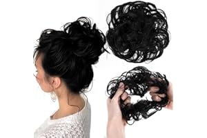 HJZHII 2 sztuki treski do włos, duża treska z gumową taśmą, gumka do włosów, czarne, kręcone, do wysoko upiętych fryzur dla kobiet