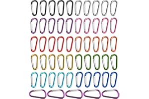 HUAZIZ 55 Piezas Multicolor Llavero de Mosquetón, Mini Llavero, Mosquetón Escalada, AluminioMosquetón, Clips de para Mochila Handpack, Cuerdas, Camping, Pesca