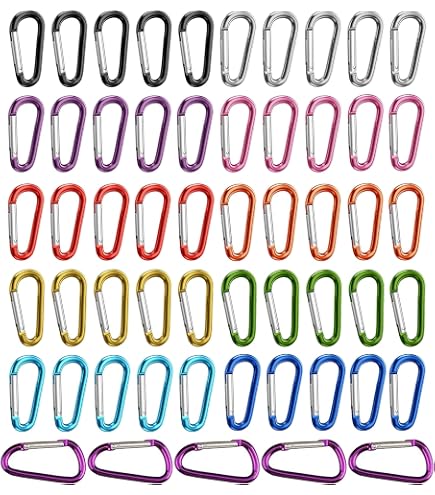 10 Moschettoni In Alluminio Con Bloccaggio A Vite - Anelli A D Per Trekking, Campeggio, Pesca E Uso Quotidiano (Multicolore)