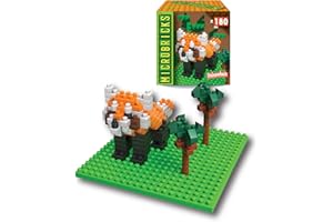 Microbricks - Panda Rosso di Deluxebase. Mini Mattoncini a Incastro Panda. Puzzle 3D per Bambini semplicissimo da Utilizzare a Tema Animale Selvaggio