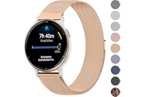 Mugust Bransoletka do zegarka Garmin Vivoactive 5 / Garmin Vivoactive 3 / Vivomove 3 / HR/Luxe/Style dla kobiet i mężczyzn, metalowa bransoletka z siateczki ze stali nierdzewnej do zegarka Garmin