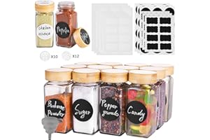 FDGAUCA Bocaux Epices,12pc Pot a Epices,Bocal Epices avec Couvercle Hermetiques - Boite Epices Cuisine, Rangement Epices