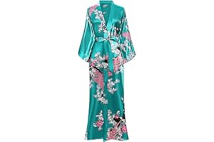 BABEYOND Kimono Robe de Nuit Femme Robe de Chambre Longue Robe de Nuit Peacock Kimono Long Chemise de Nuit Kimono 53"/135cm