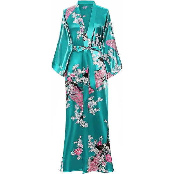 PrinStory Badjassen voor dames, lichte kimono, badjas met 3/4 mouwen, lange nachtkleding, casual, loungewear, saunamantel, Violet rood, M